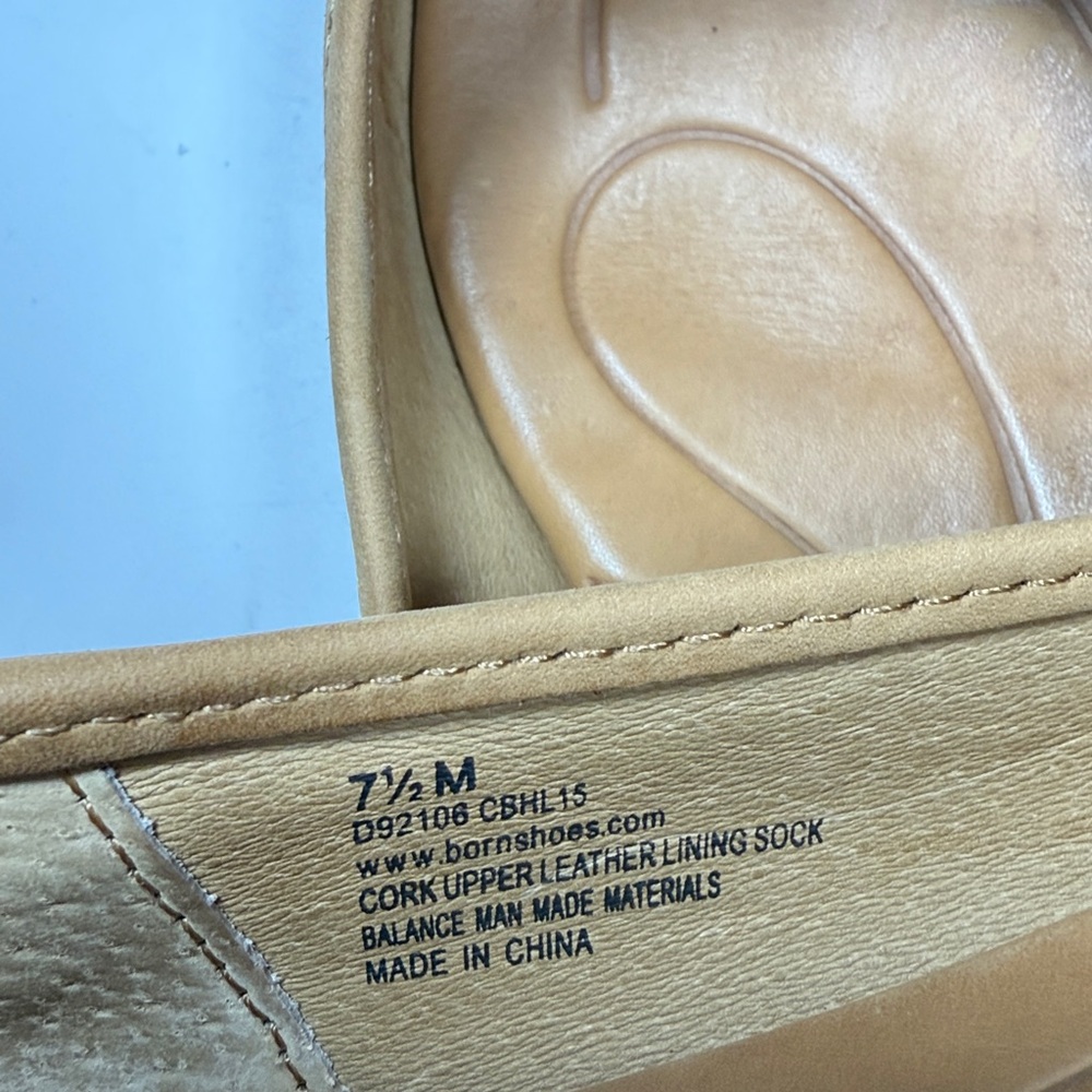 BORN Carri Brown Cork Snake Print Bow Ballet Slip-on Flats S-504 Sz 7.5 - Picture 6 of 9